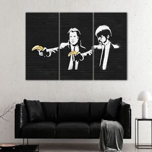 Banksy Pulp Fiction Banana Guns 3 Split Canvas Print